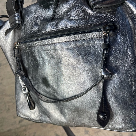 Francesco Biasia Distressed Metallic Leather Shoulder Bag - Picture 12 of 16